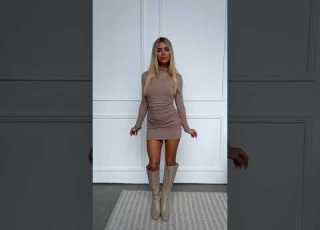  The Perfect Our DARCY Mini Dress In Nude Beige Fashion Model Beauty Style Outfit Shorts