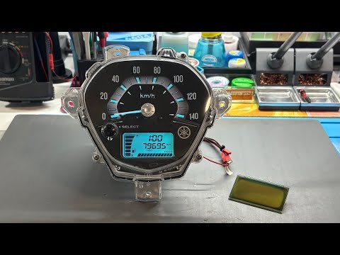 YAMAHA GRAND FILANO เปล ยนจอ LCD DISPLAY เปล ยนส หลอดไฟ ICE BLUE พร อมเปล ยนฝาครอบเร อน ไมล