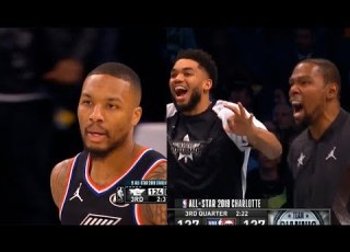 Damian Lillard Shocks Team LeBron S Bench With Multiple Three Pointers Team LeBron Vs Team Giannis