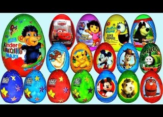  80 Surprise Eggs Маша и Медведь Kinder Surprise Mickey Mouse Disney Pixar Cars 2