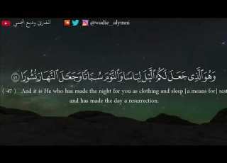 وديع اليمني تلاوة تأسر القلوب وهو الذي جعل ل كم الليل ل ب اس ا و النوم سبات ا وجعل النهار نشور ا