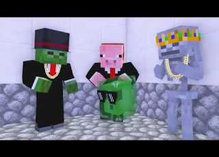 رسوم متحركة لماين كرافت فقير وغني هيكل عظمي وحياة الزومبي