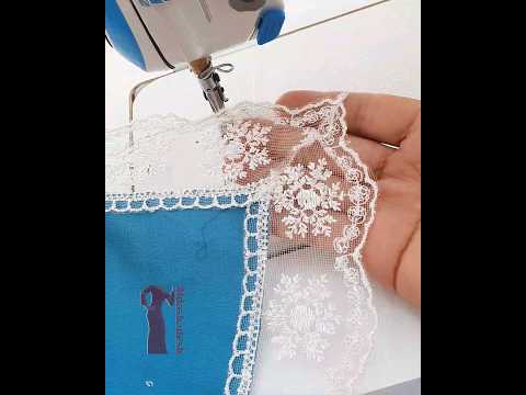 خياطة وتركيب الدانتيل على الزوايا Sew Lace On The Corners Of The Fabric خياطة فصالات Sewing خياطة وتركيب الدانتيل على الزوايا Sew Lace On The Corners Of The Fabric خياطة فصالات Sewing