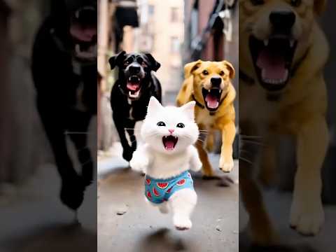 Meow The Dogs Are Chasing After Him See Who Saved Him Shortvideo Cat Cats