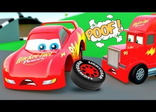  Car Stories McQueen Lost Wheel In Cars Factory McQueen Car Mack Truck Assembling Video