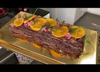 Chocolate Bûche De Noël How It S Made Preparing Baking Decorating Yule Log On Christmas Day