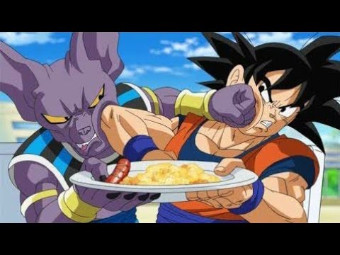 فيجيتا وا غوكو يأكلون طعام بيروس دراغون بول مدبلج