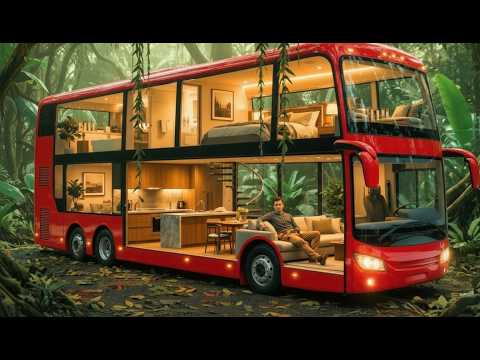 Unbelievable I Turned An Abandoned Bus Into A Modern Forest Home AI Video