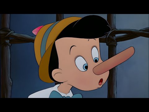 طفل من الخشب كل لما بيكدب منخيرو بتكبر ولكن شجاع و بينقذ ابوه من بطن الحوت ملخص فيلم Pinocchio