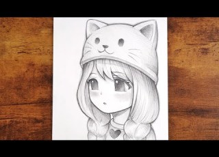  Drawing The Cute Cat Hat Girl Again Easy 3 4 View Anime Tutorial