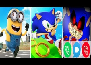 Despicable Me Minion Rush Vs Sonic Dash Vs Crazy SONIC EXE Call Prank