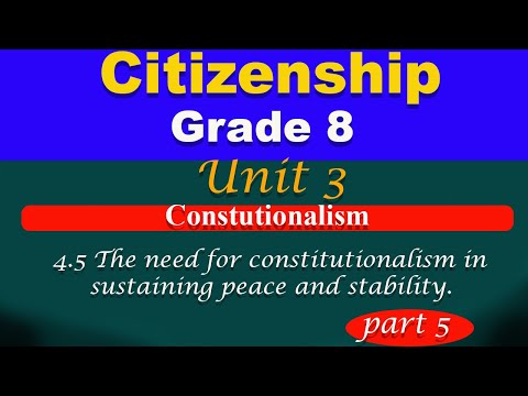 Grade 8 Citizenship Unit 4 Part 5 Constitutionalism The Need For Constitutionalism In Sustaining