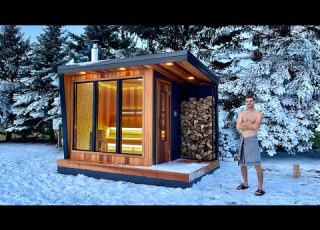 Building A MODERN SAUNA In A Winter Wonderland Full Build