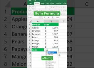 SUM Formula In Excel Add Total Values Shorts Excel