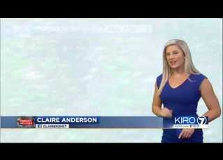 Claire Anderson KIRO Tight Sexy Blue Dress October 13 2020