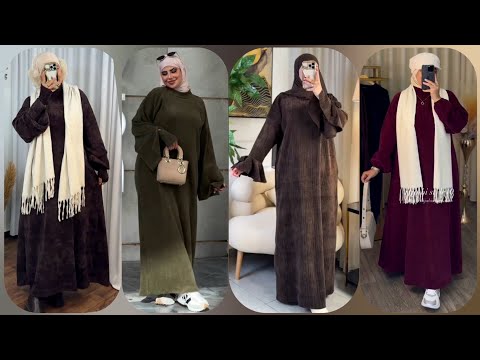 أجمل موديلات فساتين شتاء 2025 2026 للمحجبات دريسات خروج للبنات موضة شتاء 2025 Winter 2025 Dresses