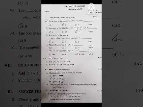 Std 7 Maths Unit Test