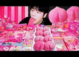 ASMR MUKBANG GALAXY HONEY JELLY CANDY RECIPE Desserts PINK Food Noodles Jelly Ice Cream