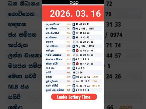 2026 03 16 අද ද න ස යල ම ල තර ය ප රත ඵල NLB DLB Today All Lottery Results Dlb Nlb Dlb News