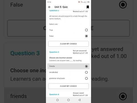 Unit 5 Module 2 EaSTE TRAINING FOR PST AND EST TEACHERS Only Unit 5 Quiz Part Correct Answers
