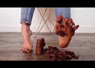  Chocolate Cakes Vs Bare Feet Food Crushing ASMR