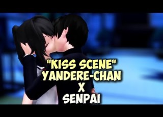  MMD YanSim Kiss Scene Yandere Simulator Yandere Chan X Senpai Ayano Kisses Taro Animated Meme