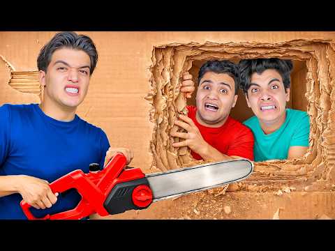 تحدي اخر شخص يخرج من صناديق الكرتون يربح 100 000 مع اليوتيوبر