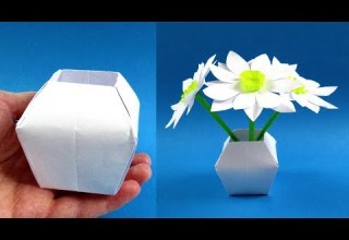 كيفية جعل ورقة زهرية اوريغامي إناء