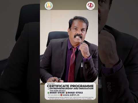 EDII TN One Year Certificate Programme On Entrepreneurship And Innovation