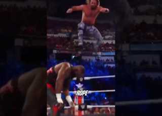  Seth Rollins Top Rope Curb Stomp To Omos