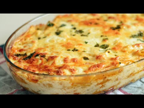 White Sauce Pasta And Chicken Bake Creamy Bechamel Sauce