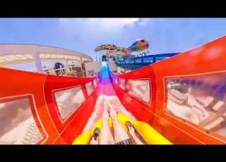  NEW Turtle Coaster Proslide RocketBLAST The Land Of Legends Onride 4k Wide Angle