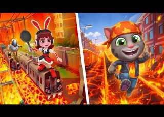 Subway Surfers Floor Is Lava Vs Talking Tom Gold Run Lava Escape Gameplay Walkthrough