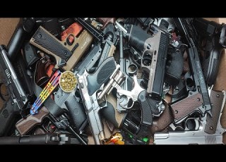  Box Of Guns Toys Butterfly Knife Military Police Cowboy Gun Toys