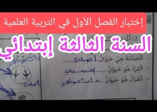  إختبار التربية العلمية للسنة الثالثة إبتدائي الفصل الأول