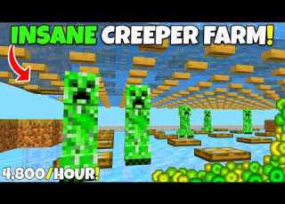  NEW CREEPER FARM Tutorial 4 800 Gunpowder Hour Minecraft Bedrock Edition Tutorial