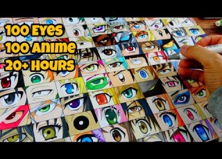 رسم 100 عين من 100 أنمي مختلف 4K