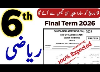 6th Class Math Paper 2026 Final Term Class 6 Final Term Math Solved Paper 2026 Punjab SBA