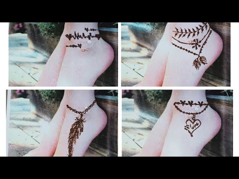 تعليم رسم الحنه رسم خلخال على الرجل ب 4 اشكال تحفه وأنيق