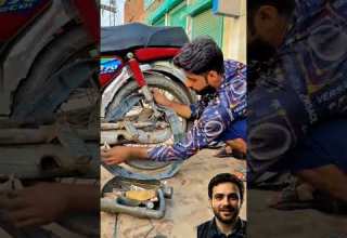 تركيب إطار الدراجة النارية دون فكها ابتكار عبقرية هندسة دراجات باكستان عالم التطور والذكاء