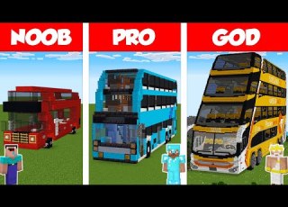  Minecraft NOOB Vs PRO Vs GOD BUS BUILD CHALLENGE In Minecraft Animation