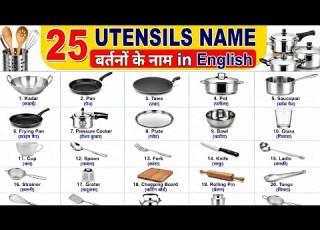 Kitchen Utensils Names In Hindi And English Bartano Ke Naam Kitchen Tools Vocabulary For Kids
