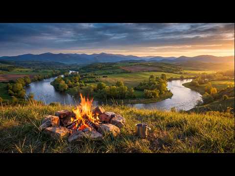 Endless Valley View Campfire Watching The River At Morning Endless Valley View Campfire Watching The River At Morning