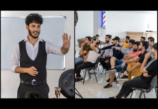 اول محاضرة من الدورة التعليمية والتطويرية للحلاقين والمبتدئين المشط والمقص مصطفى الرسام