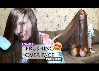  ASMR Brushing Long Hair Over Face Preview HAIR PLAY