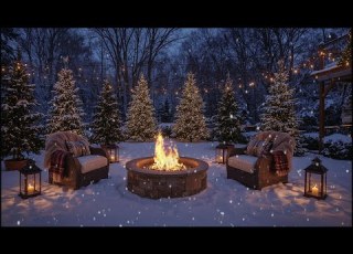  Winter Firepit Ambience With Real Crackling Fire Falling Snow Cozy Outdoor Relaxation