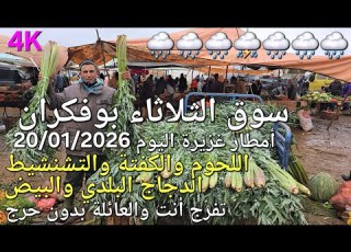 أثمنة اللحوم والدجاج والسمك والخضر سوق الثلاثاء بوفكران اليوم 20 01 2026