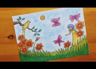  رسم فصل الربيع 5 Spring Drawing Comment Dessiner Le Printemps Bahar çizimi Dessin De Printemps