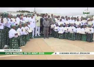  CEREMONIE DE REMISE DES BREVETS DE L ECOLE DE FORMATION BIBLIQUE DU 31 AOUT 2026 A NKAMBA