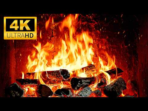 Stunning 4K UHD Fireplace Crackling Fireplace With Sparkling Flames And Cozy Fire Sounds